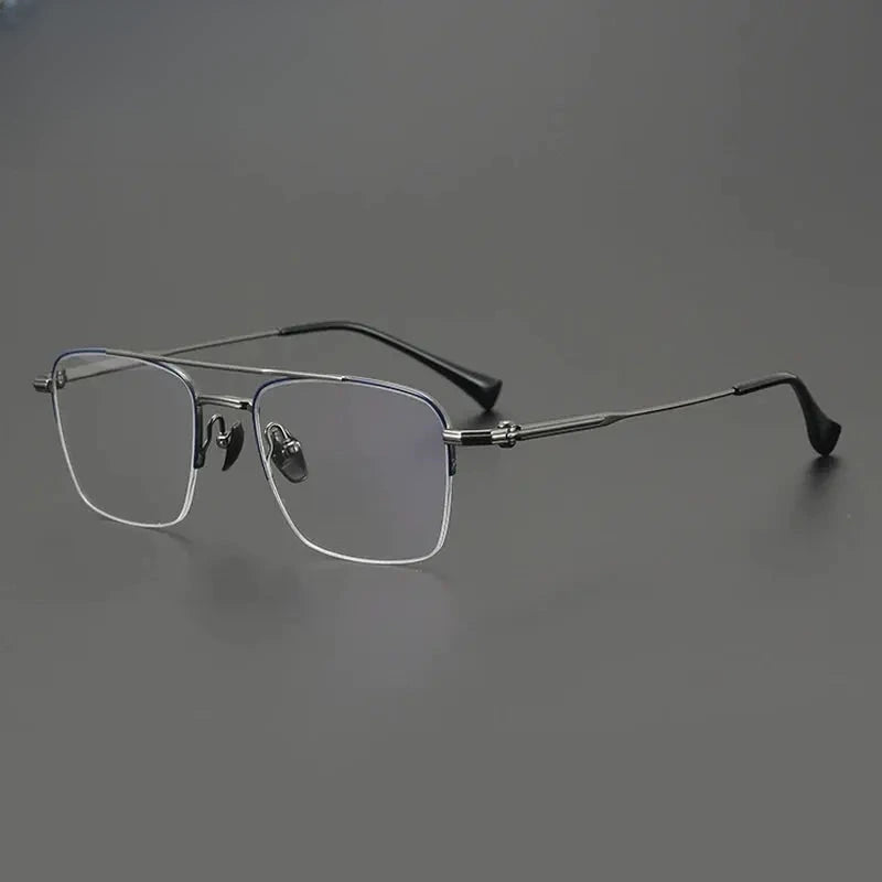 Unisex Square Semi-Rimless Titanium Prescription Glasses G4011 — view 6 | Rx Spectacle