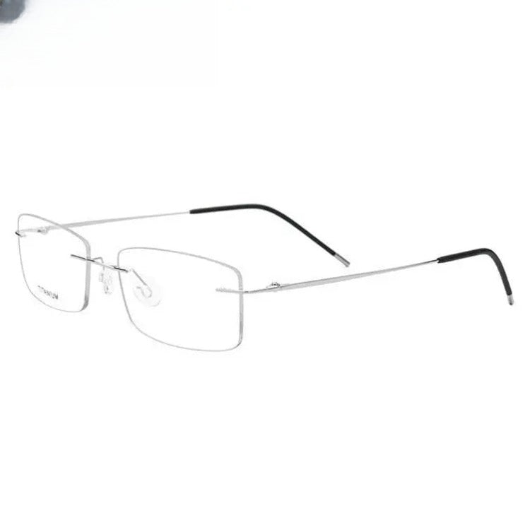 Men's Rectangular Rimless Titanium Prescription Glasses 3127 — view 5 | Rx Spectacle