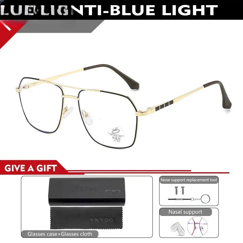 Women's Square Full Rim Alloy Double Bridge Reading Glasses 69084 — view 5 | Rx Spectacle