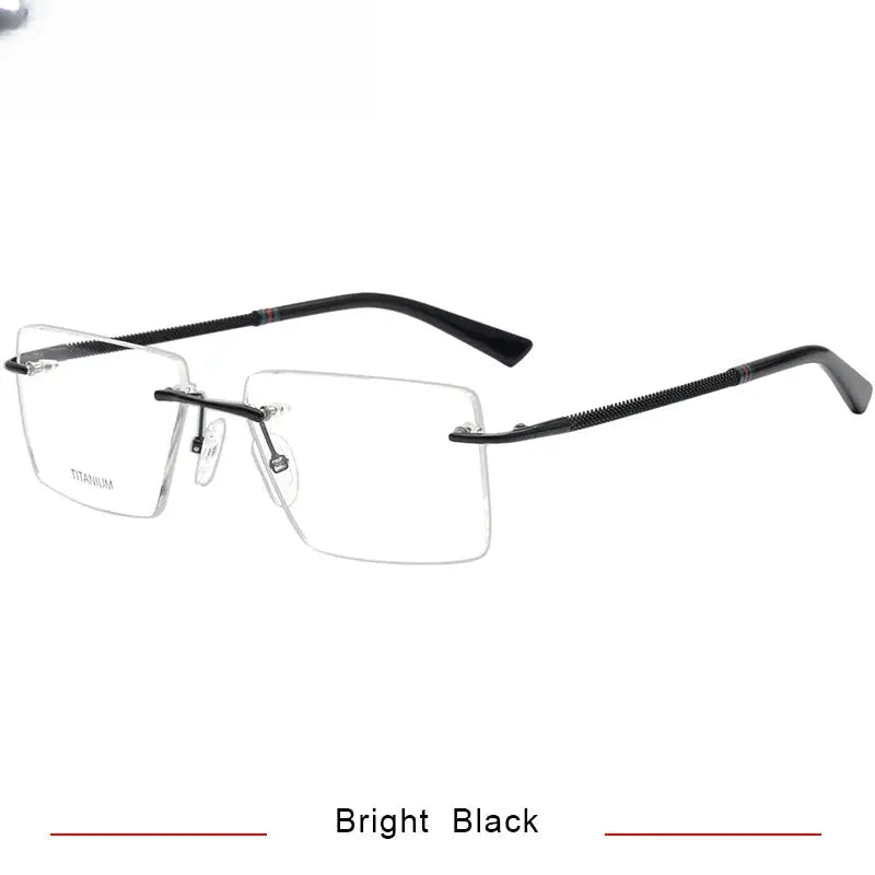 Unisex Square Rimless Titanium Prescription Glasses 1657 — view 7 | Rx Spectacle