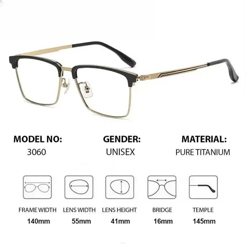 Unisex Square Full Rim Titanium Prescription Glasses 63060 — view 2 | Rx Spectacle