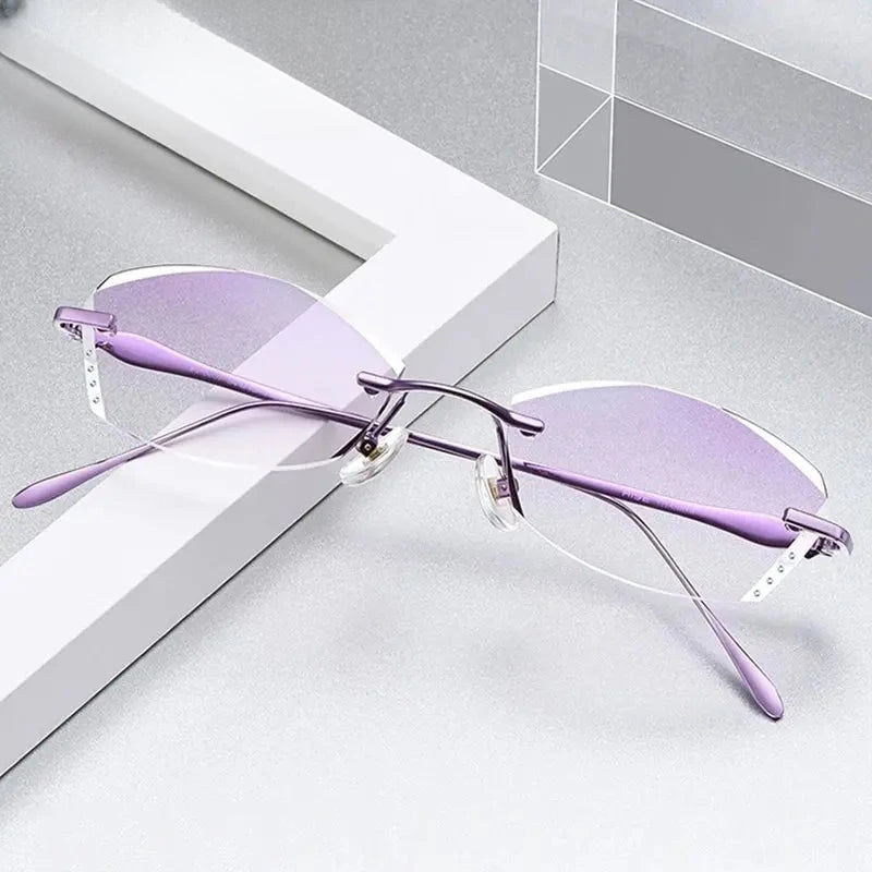 Women's Square Rimless Titanium Prescription Glasses 698037 — view 1 | Rx Spectacle