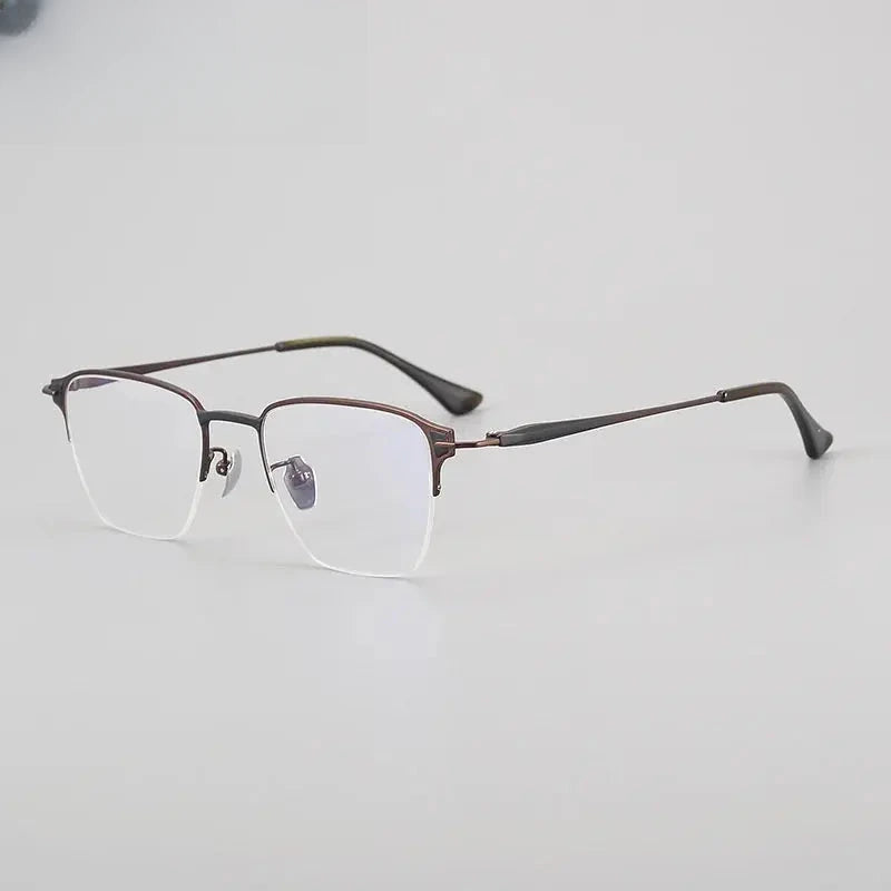Unisex Polygon Semi-Rimless Titanium Oversized Prescription Glasses 881485 — view 6 | Rx Spectacle