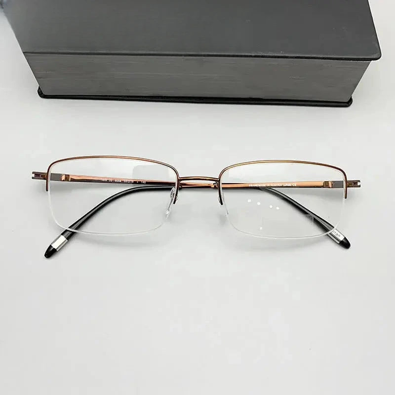 Men's Square Semi-Rimless Titanium Prescription Glasses 9850 — view 1 | Rx Spectacle
