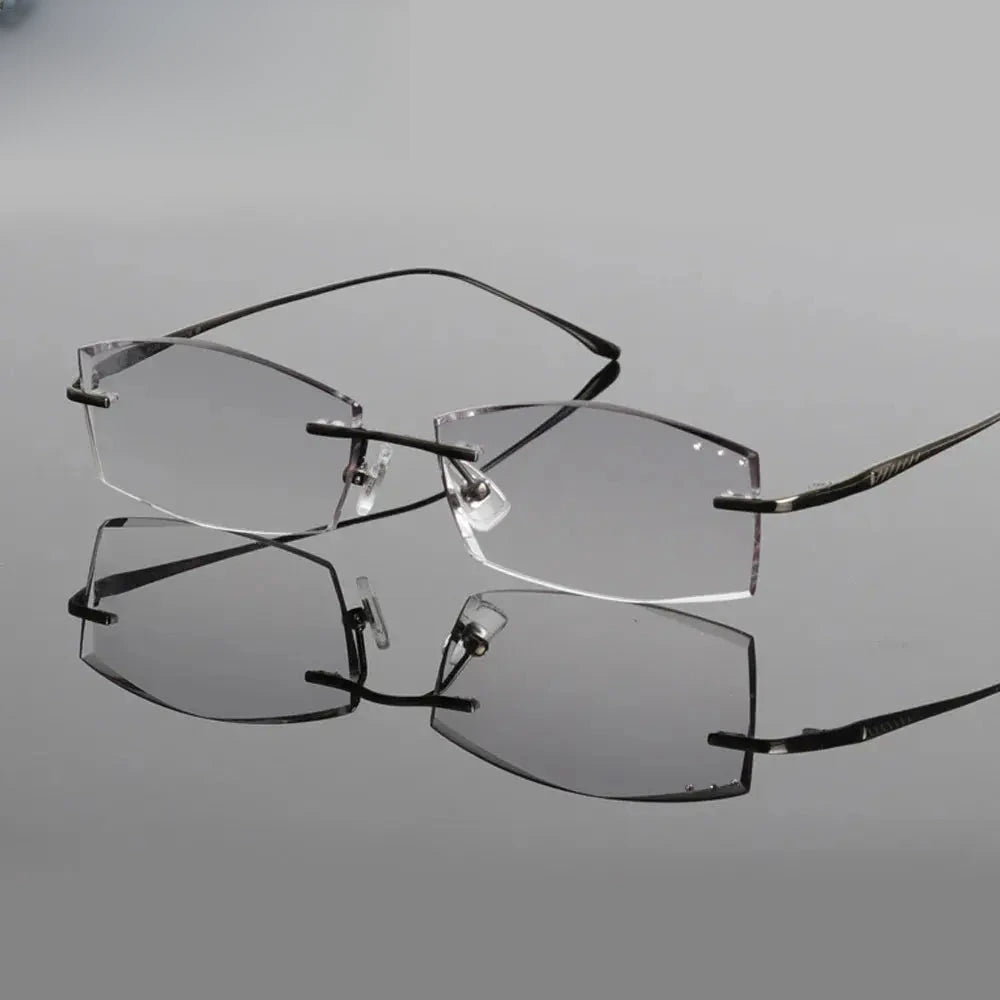 Men's Square Rimless Titanium Prescription Glasses 85086 — view 3 | Rx Spectacle
