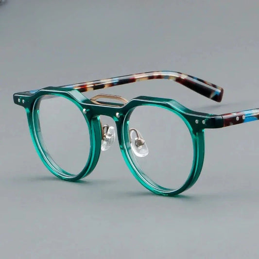 Unisex Round Full Rim Acetate Prescription Glasses Y5805 — view 1 | Rx Spectacle