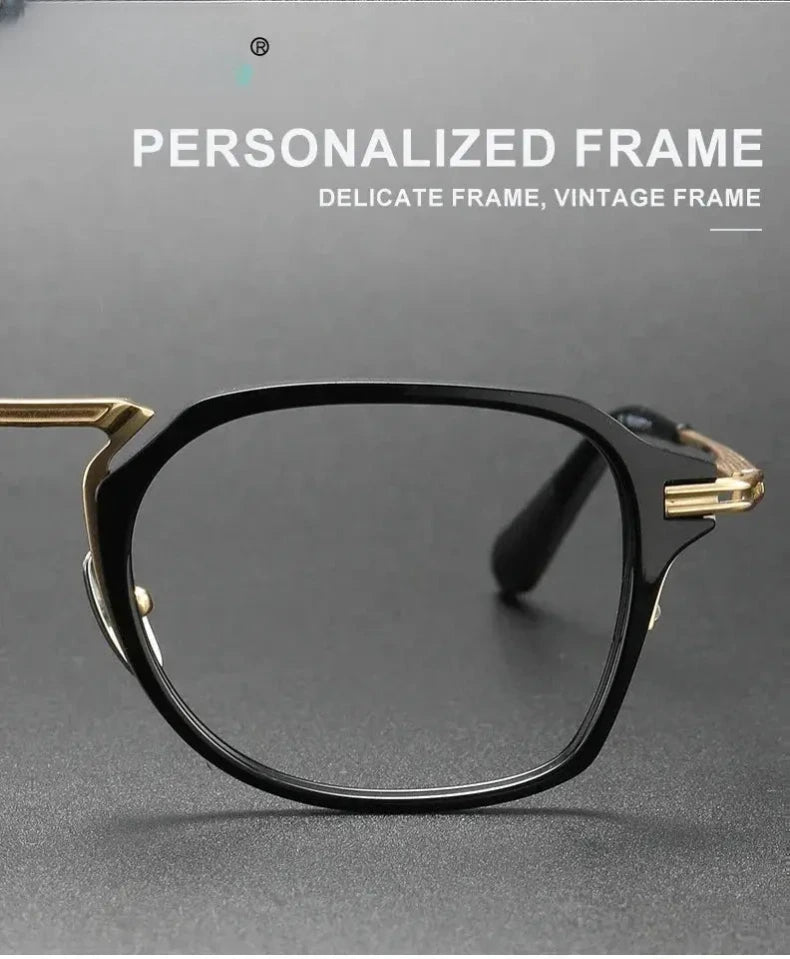 Men's Square Full Rim Titanium Flat Top Oversized Reading Glasses 44413 — view 3 | Rx Spectacle
