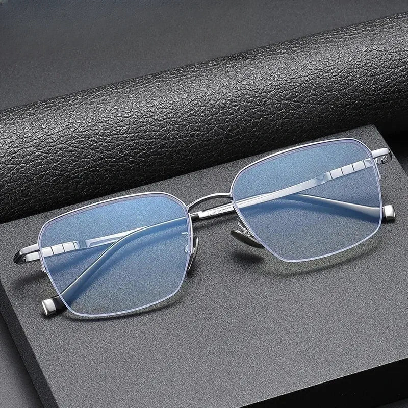Unisex Square Semi-Rimless Titanium Prescription Glasses 680905 — view 1 | Rx Spectacle
