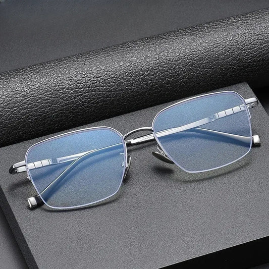 Unisex Square Semi-Rimless Titanium Prescription Glasses 680905 — view 1 | Rx Spectacle