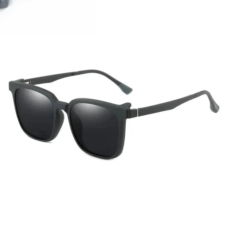 Unisex Square Full Rim Titanium Clip-On Prescription Glasses 21907 — view 3 | Rx Spectacle