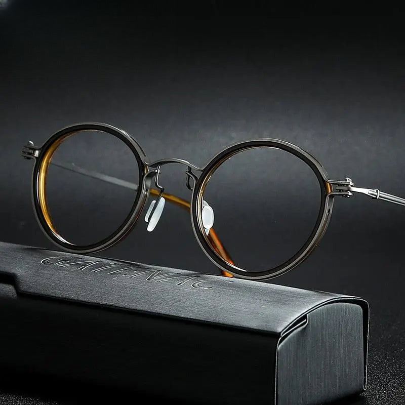Unisex Round Full Rim Titanium Prescription Glasses Gxyj639 — view 7 | Rx Spectacle