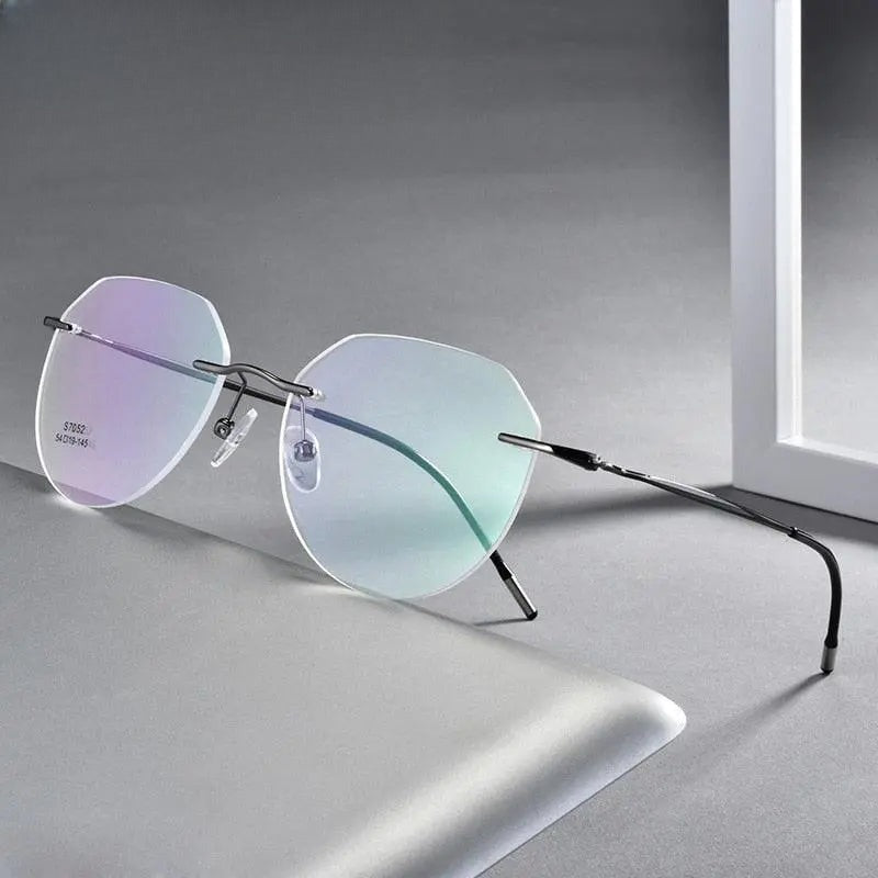 Men's Rimless Titanium Prescription Glasses S7052 — view 1 | Rx Spectacle