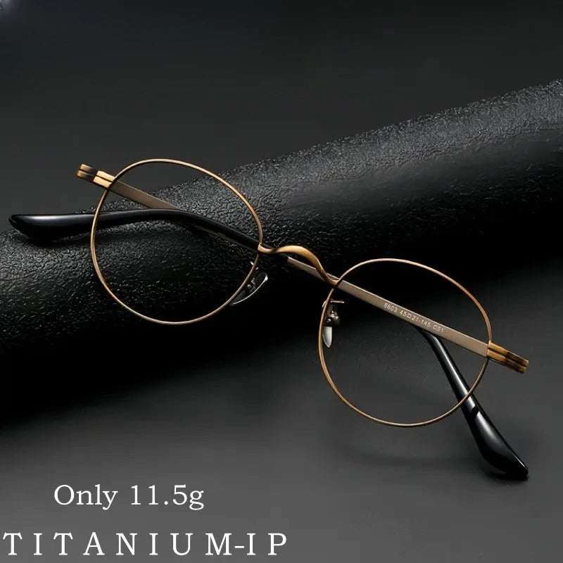 Women's Round Full Rim Titanium Prescription Glasses 8803 — view 1 | Rx Spectacle