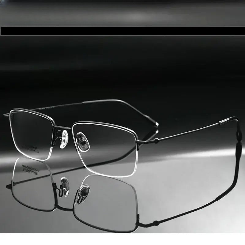 Men's Square Semi-Rimless Titanium Prescription Glasses 81080 — view 1 | Rx Spectacle
