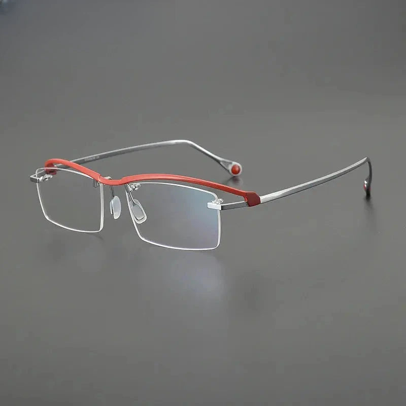 Unisex Browline Semi-Rimless Titanium Prescription Glasses G1525 — view 6 | Rx Spectacle