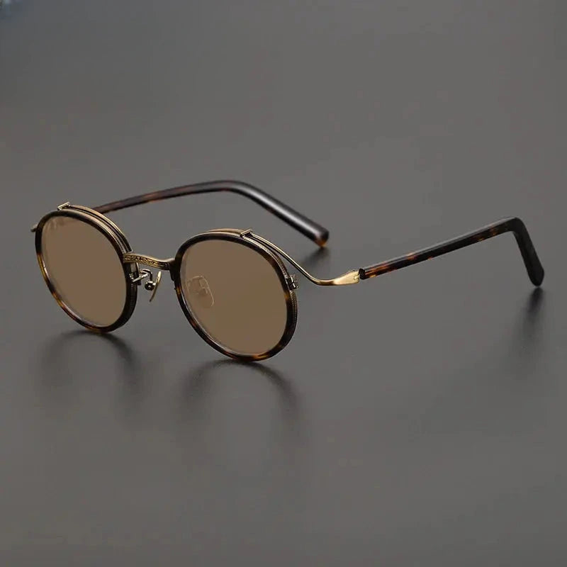 Unisex Round Full Rim Titanium Prescription Glasses Mo12 — view 11 | Rx Spectacle