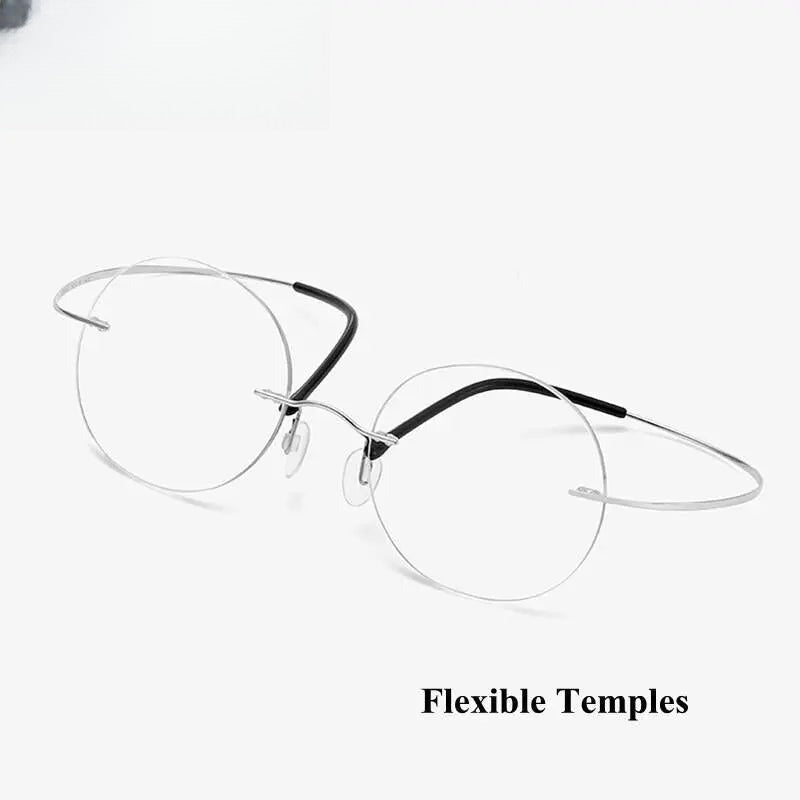 Unisex Round Rimless Titanium Prescription Glasses 6074 — view 6 | Rx Spectacle
