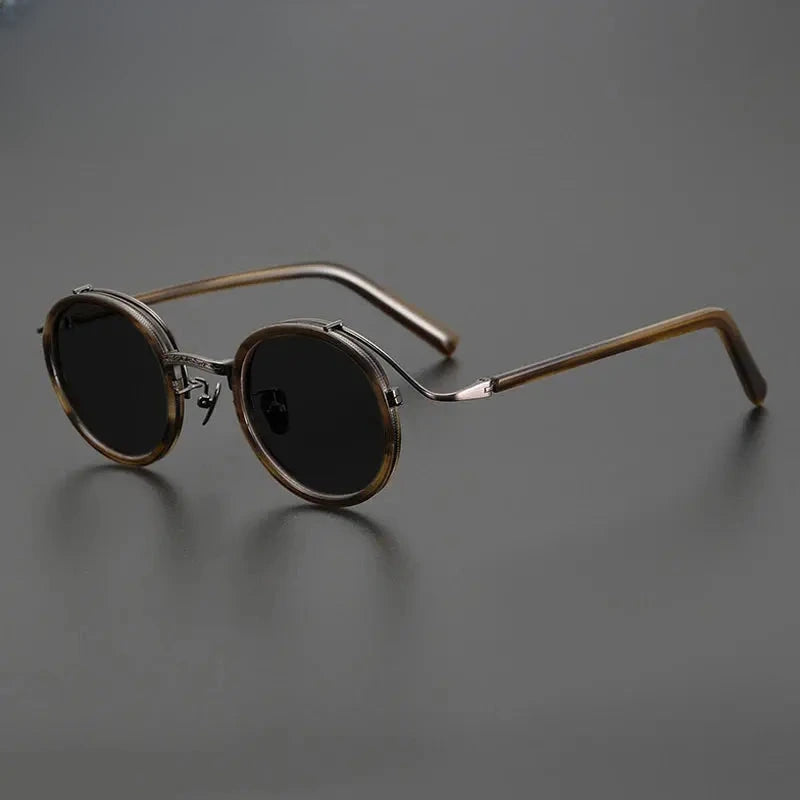 Unisex Round Full Rim Titanium Prescription Glasses Mo12 — view 17 | Rx Spectacle