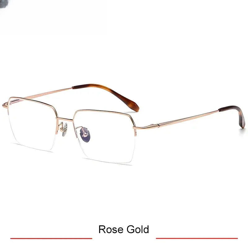 Men's Square Semi-Rimless Titanium Prescription Glasses 316889 — view 6 | Rx Spectacle