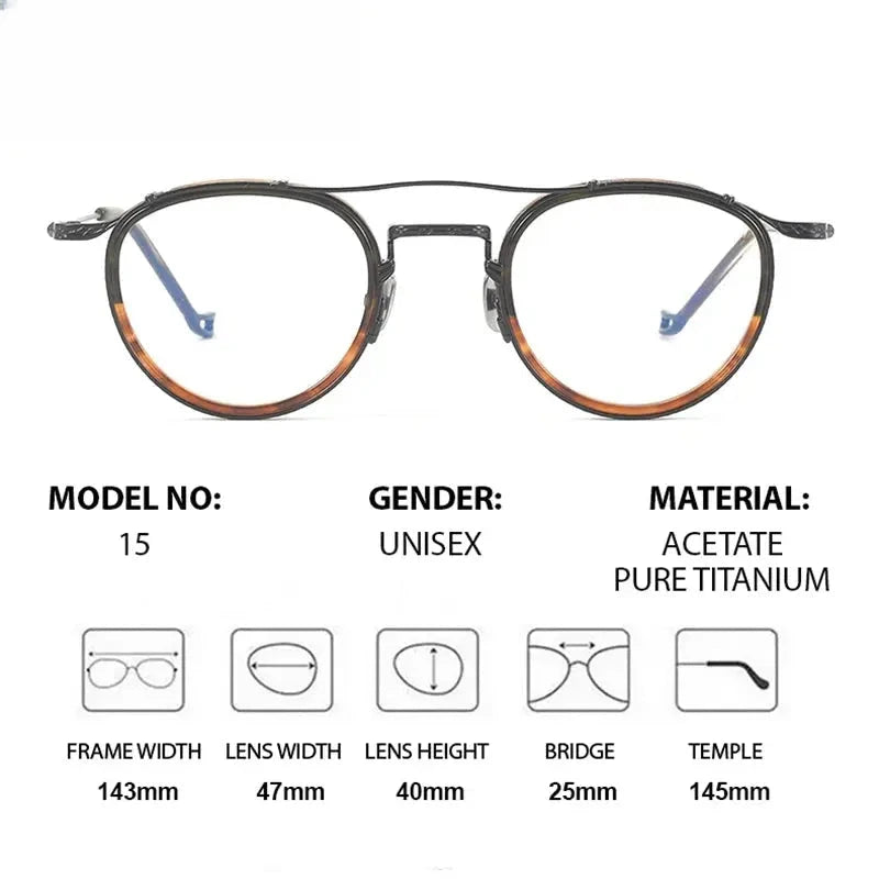 Unisex Oval Full Rim Titanium Double Bridge Prescription Glasses 881715 — view 2 | Rx Spectacle