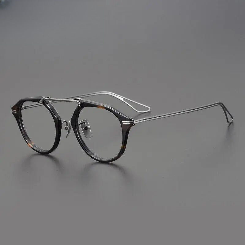 Unisex Oval Full Rim Titanium Double Bridge Prescription Glasses Gxyj925 — view 5 | Rx Spectacle