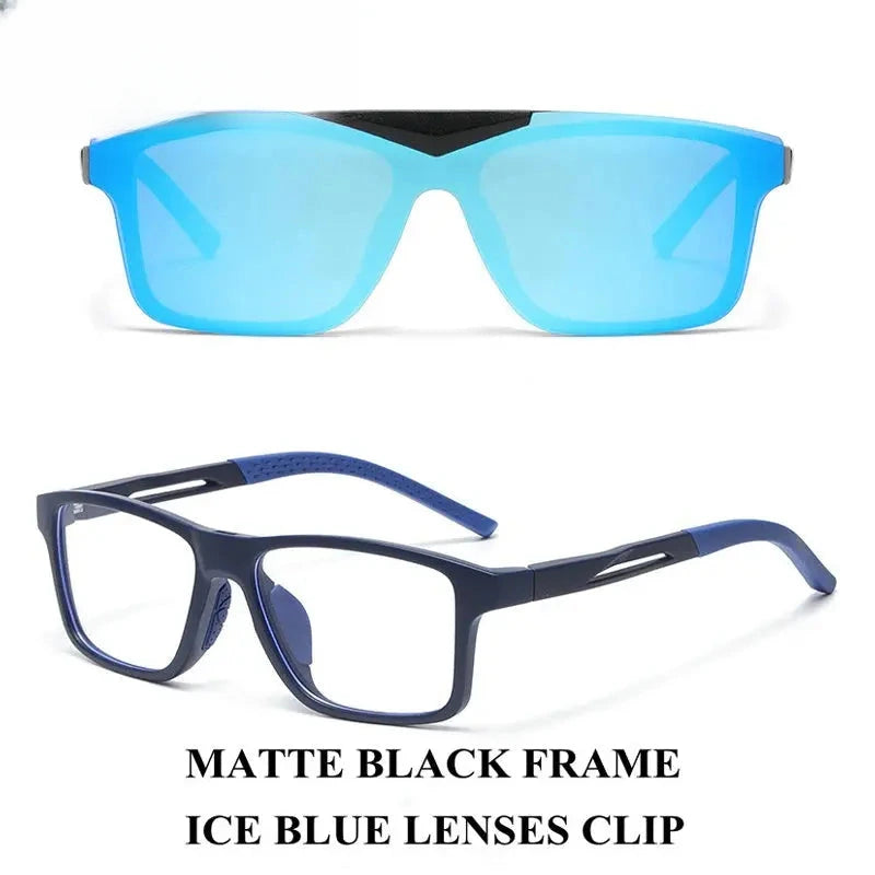 Unisex Square Full Rim Titanium Clip-On Prescription Glasses 888565 — view 5 | Rx Spectacle