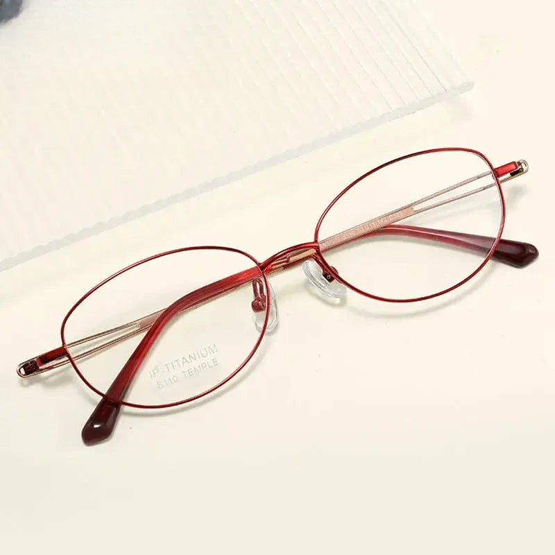 Women's Oval Full Rim Titanium Screwless Prescription Glasses 46110 — view 1 | Rx Spectacle
