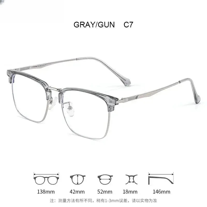 Men's Square Full Rim Alloy Reading Glasses Ke001 — view 8 | Rx Spectacle