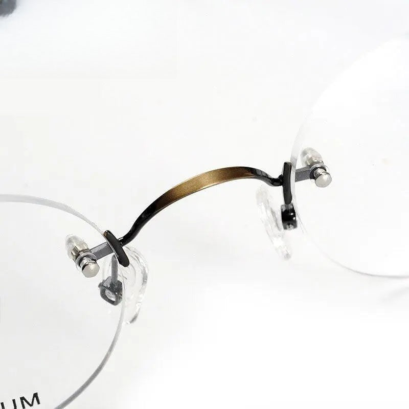 Men's Round Rimless Titanium Reading Glasses Y003 — view 2 | Rx Spectacle