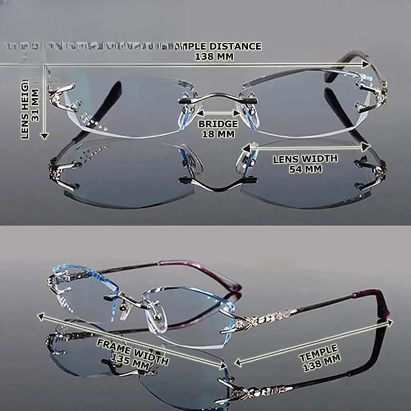 Women's Oval Rimless Titanium Prescription Glasses 961006 — view 2 | Rx Spectacle