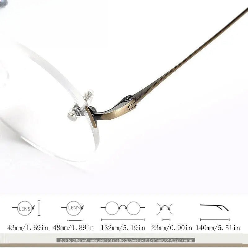 Men's Round Rimless Titanium Reading Glasses Y003 — view 3 | Rx Spectacle