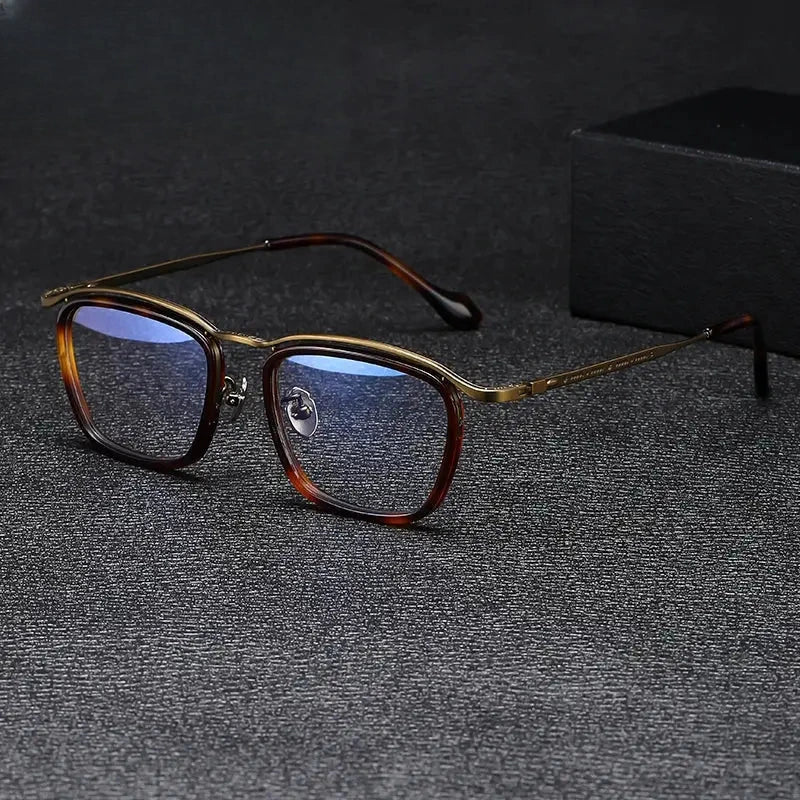 Unisex Square Full Rim Titanium Prescription Glasses Gxyj1459 — view 2 | Rx Spectacle