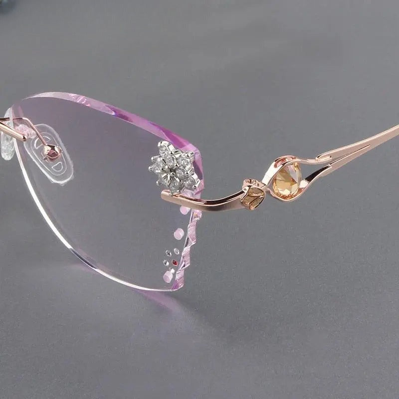 Women's Butterfly Rimless Titanium Prescription Glasses 88301 — view 5 | Rx Spectacle