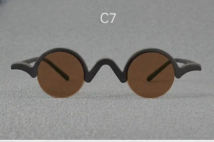 Unisex Round Semi-Rimless Acetate Prescription Glasses — view 13 | Rx Spectacle