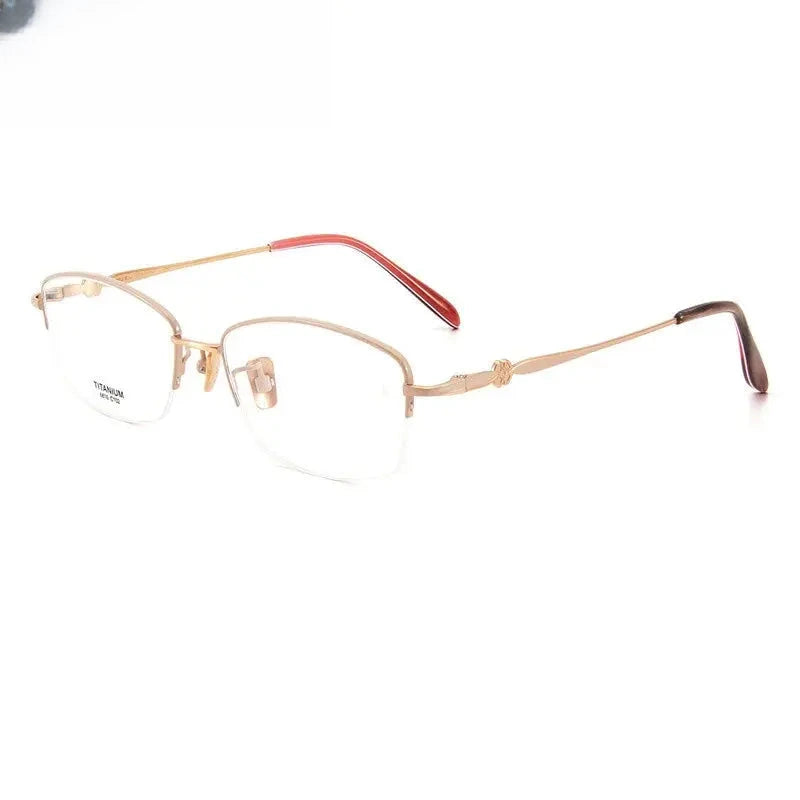 Women's Oval Semi-Rimless Titanium Prescription Glasses 776810 — view 3 | Rx Spectacle
