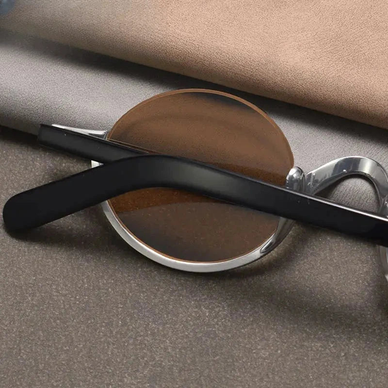 Unisex Oval Semi-Rimless Titanium Prescription Glasses Y4338 — view 4 | Rx Spectacle