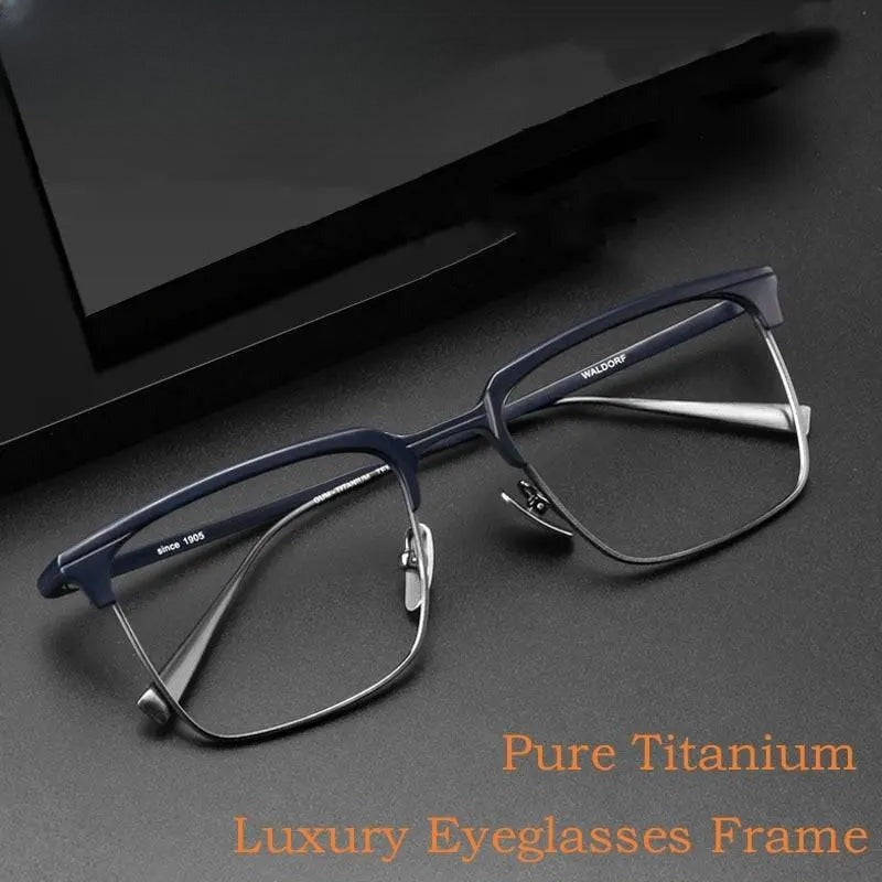 Men's Square Full Rim Titanium Prescription Glasses S1905 — view 1 | Rx Spectacle