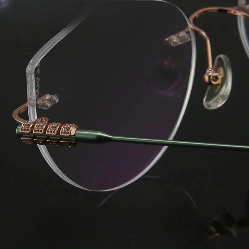 Women's Cat Eye Rimless Titanium Prescription Glasses 694218 — view 4 | Rx Spectacle