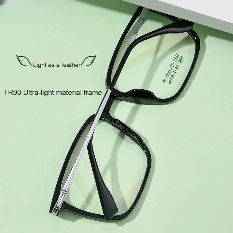 Men's Square Full Rim Titanium Reading Glasses 5042 — view 4 | Rx Spectacle