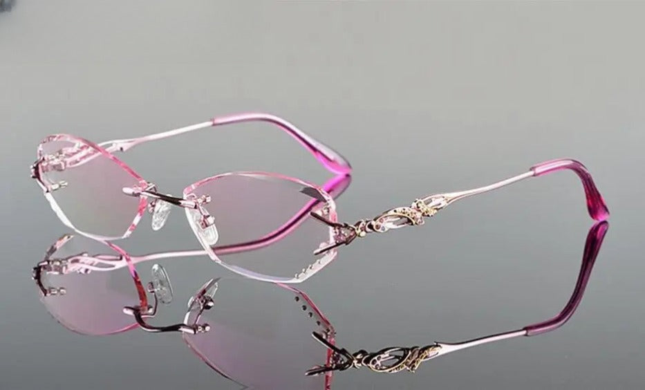 Women's Oval Rimless Titanium Prescription Glasses 8036B — view 6 | Rx Spectacle