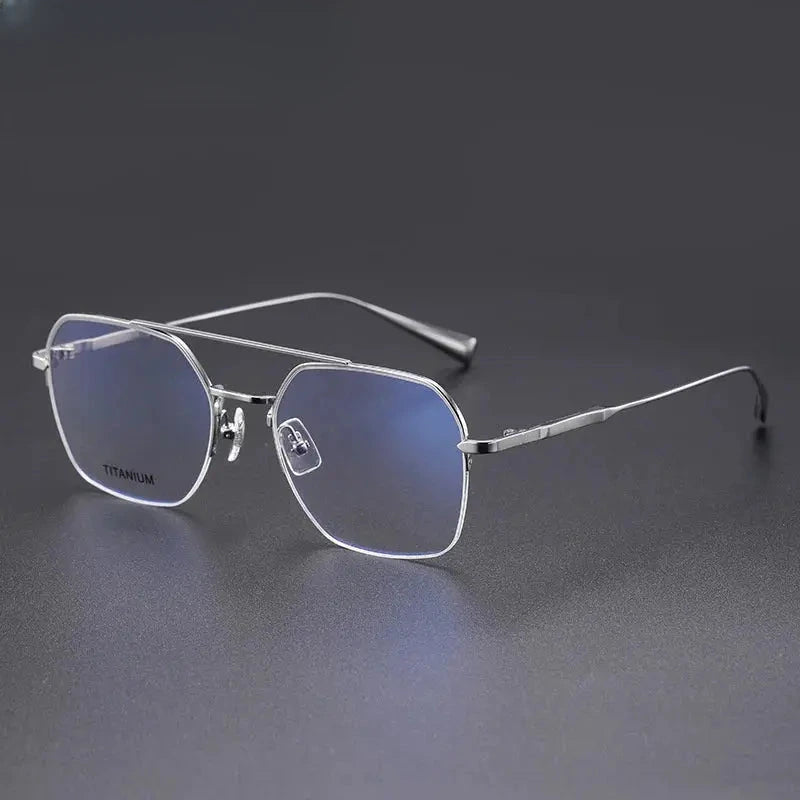 Men's Square Full Rim Titanium Double Bridge Prescription Glasses 305228 — view 5 | Rx Spectacle