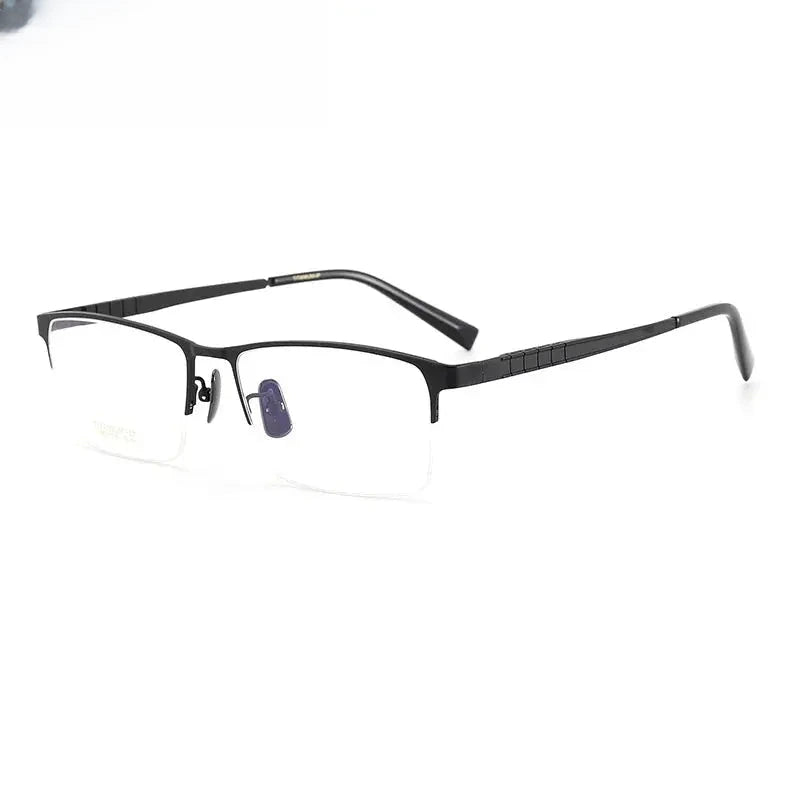 Men's Square Semi-Rimless Titanium Oversized Prescription Glasses 91058 — view 6 | Rx Spectacle