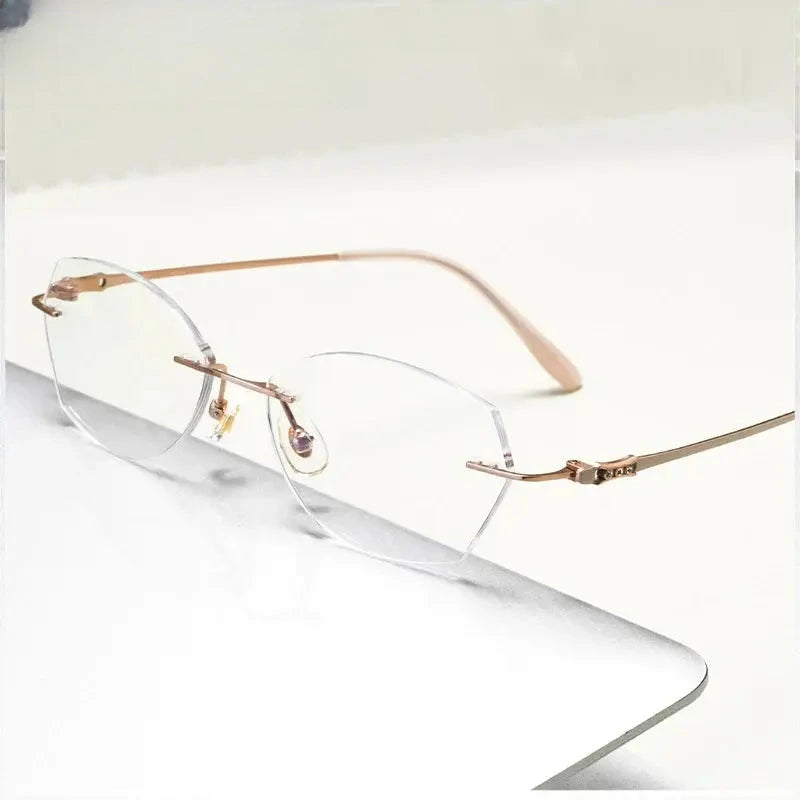 Women's Polygon Rimless Titanium Prescription Glasses 886009 — view 1 | Rx Spectacle