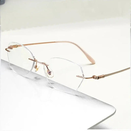 Women's Polygon Rimless Titanium Prescription Glasses 886009 — view 1 | Rx Spectacle
