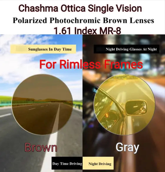 1.61 Index MR-8 Single Vision Polarized Photochromic Driving Lenses — view 1 | Rx Spectacle