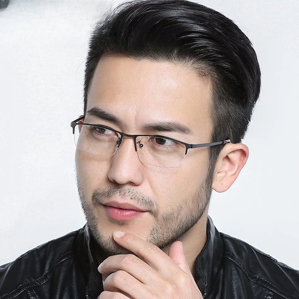 Men's Square Semi-Rimless Alloy Prescription Glasses 2017 — view 2 | Rx Spectacle