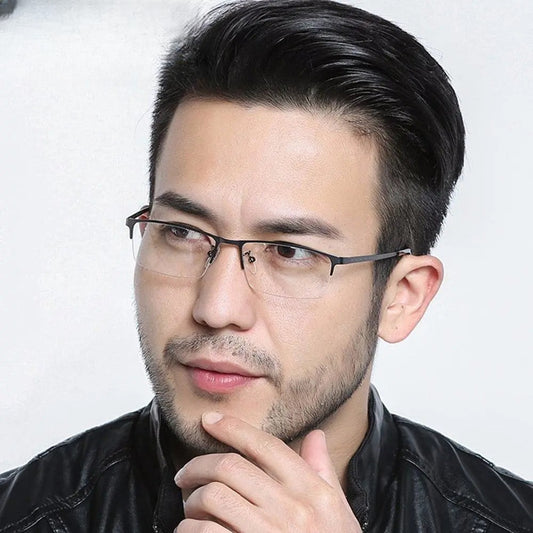 Men's Square Semi-Rimless Alloy Prescription Glasses 2017 — view 1 | Rx Spectacle