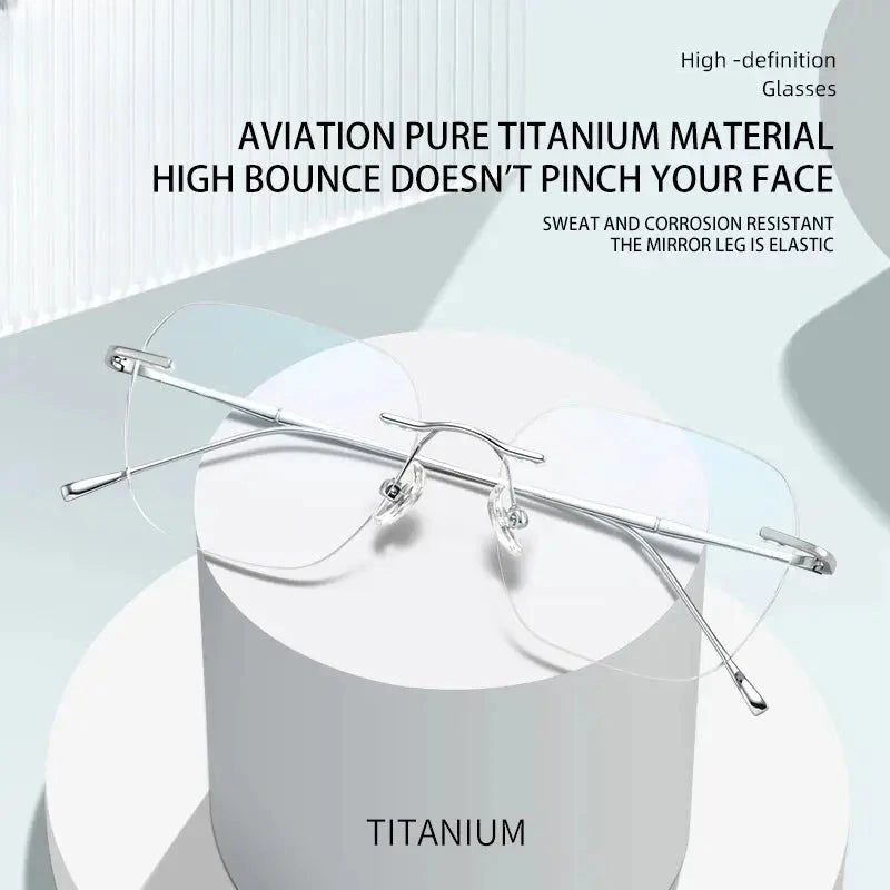 Women's Polygon Rimless Titanium Reading Glasses V0623 — view 2 | Rx Spectacle