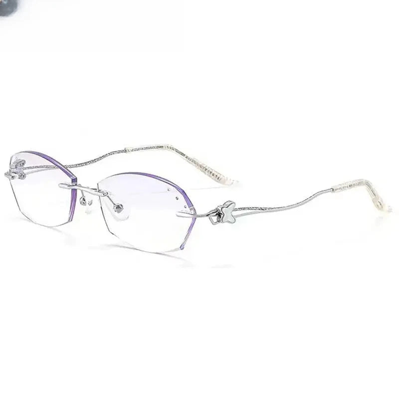 Women's Oval Rimless Titanium Prescription Glasses 54050 — view 4 | Rx Spectacle