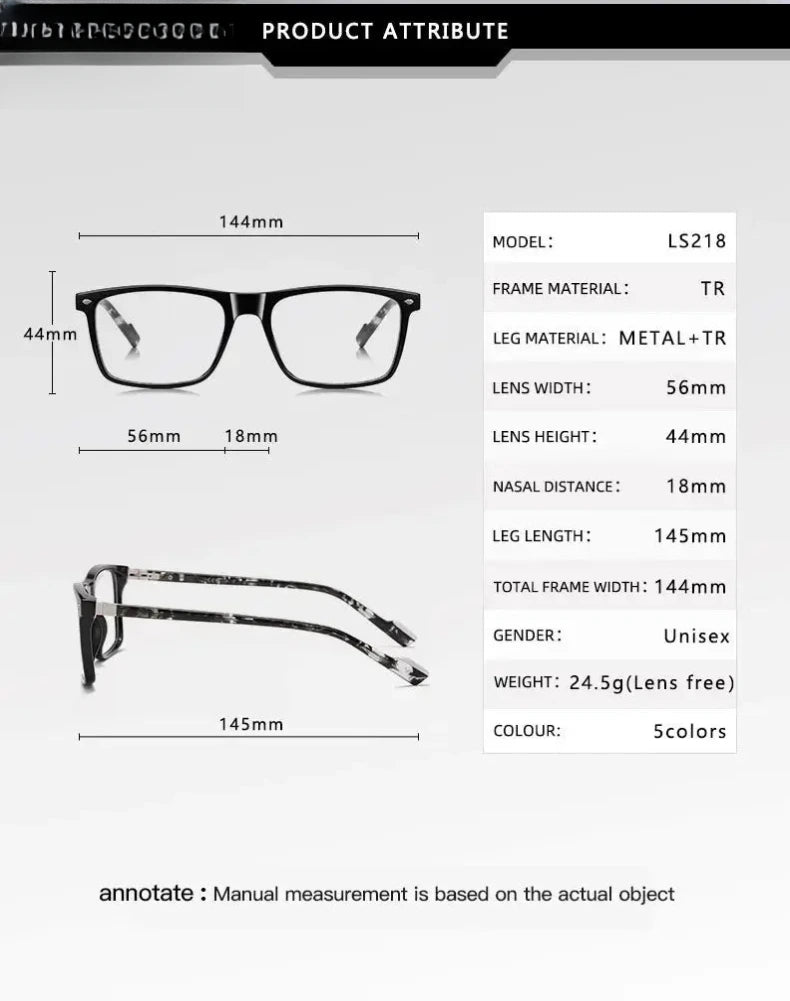 Men's Square Full Rim Titanium Reading Glasses 77218 — view 2 | Rx Spectacle